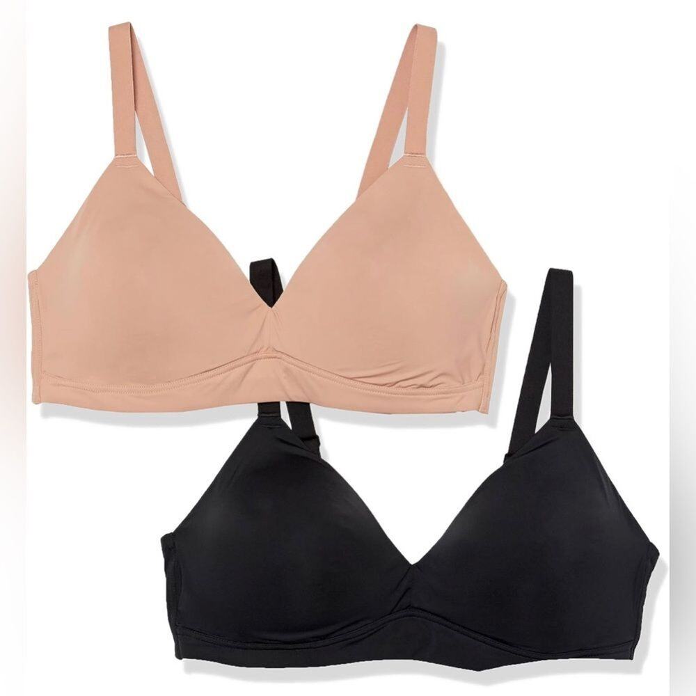 Amazon Essentials Padded Bralette Pack of 2 Size XS Nude Black (308)